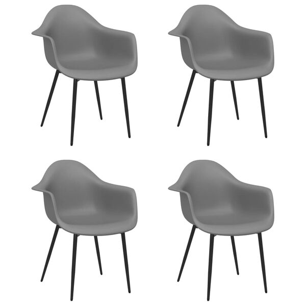 vidaXL Chaises &agrave; manger lot de 4 gris PP