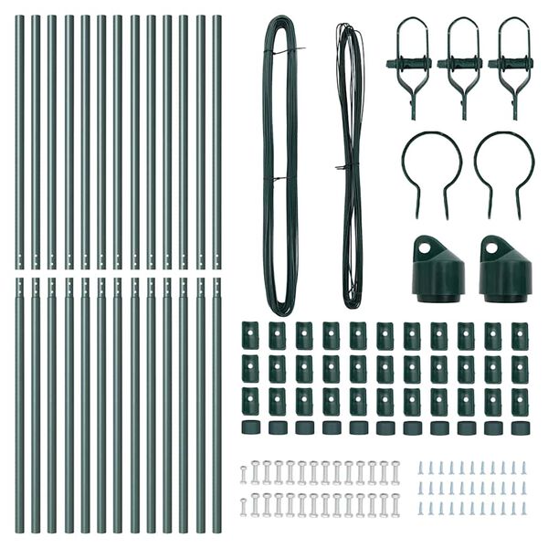 vidaXL Poteau de cl&ocirc;ture. 13 pcs Vert Acier
