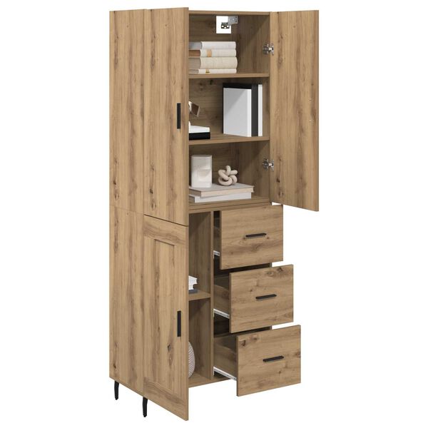 vidaXL Haut Armoire 2 pcs Ch&ecirc;ne artisanal Bois Agglom&eacute;r&eacute; et Verre
