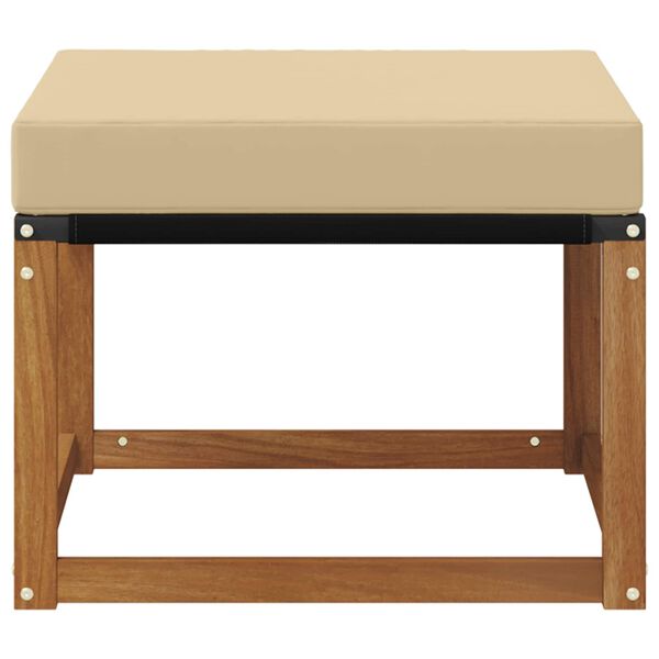 vidaXL Pouf d'Ext&eacute;rieur Bois d'acacia massif et tissu Textil&egrave;ne