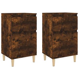 vidaXL Tables de chevet 2 pcs ch&ecirc;ne fum&eacute; 40x35x70 cm