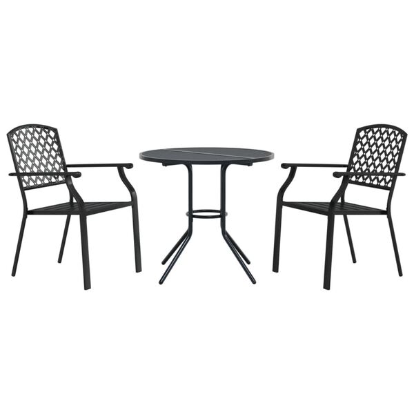vidaXL Ensemble de chaises de jardin empilables 3 pcs anthracite