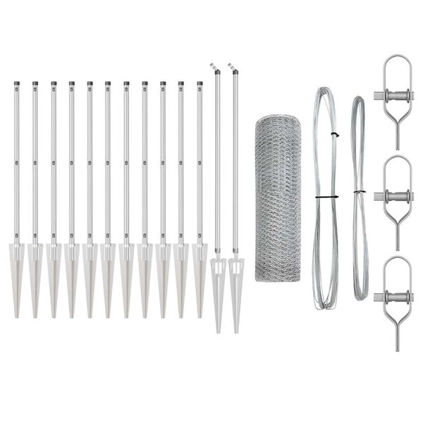 vidaXL Poteau de clôture. Argenté 25 x 0,8 m (treillis de 25 mm) Acier