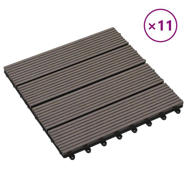 vidaXL Carreau de terrasse 11 pcs Marron fonc&eacute; 30 x 30 cm WPC