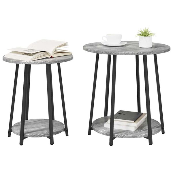 vidaXL Ensemble de tables d'appoint 2 pcs Gris Sonoma et noir
