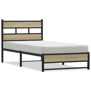 vidaXL Cadre de lit en m&eacute;tal sans matelas ch&ecirc;ne sonoma 100x200 cm