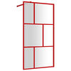 vidaXL Paroi de douche avec verre ESG transparent rouge 115x195 cm