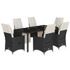 vidaXL Ensemble &agrave; manger de jardin coussins 7pcs Noir R&eacute;sine tress&eacute;e