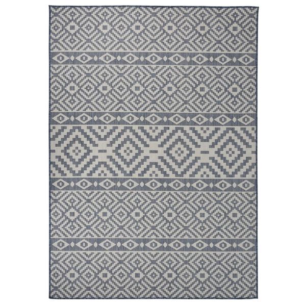 vidaXL Tapis &agrave; tissage plat d'ext&eacute;rieur 120x170 cm Rayures bleues