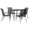 vidaXL Ensemble &agrave; manger de jardin 5 pcs noir textil&egrave;ne et acier