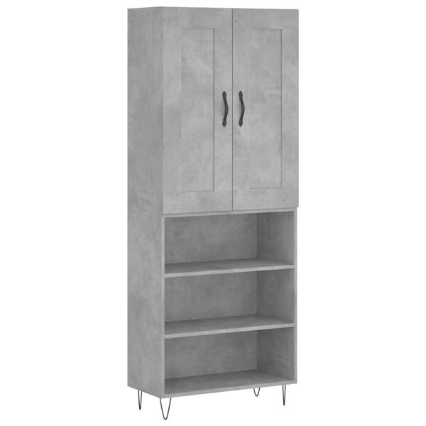 vidaXL Buffet haut Gris b&eacute;ton 69,5x34x180 cm Bois d'ing&eacute;nierie