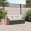 vidaXL Salon de jardin 3 pcs avec coussins noir r&eacute;sine tress&eacute;e