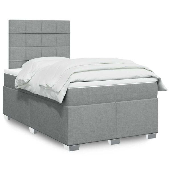 vidaXL Sommier &agrave; lattes de lit avec matelas Gris clair 120x200cm Tissu