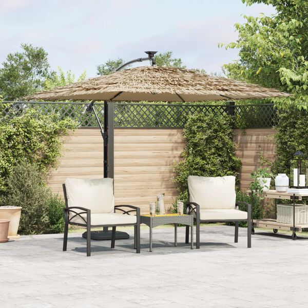 vidaXL Parasol de jardin avec LED et m&acirc;t en acier marron 246x246x230cm