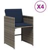 vidaXL Chaises de jardin avec coussins lot de 4 gris r&eacute;sine tress&eacute;e