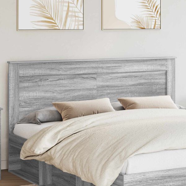vidaXL T&ecirc;te de lit Gris Sonoma 200 cm Bois d'ing&eacute;nierie