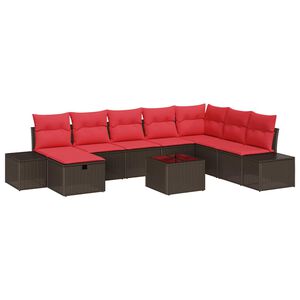 vidaXL Ensemble de canap&eacute; de jardin 9 pc Marron polyrotin