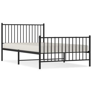 vidaXL Cadre de lit m&eacute;tal sans matelas avec pied de lit noir 107x203cm