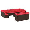 vidaXL Ensemble de canap&eacute; de jardin 14 pcs avec coussins marron r&eacute;sine tress&eacute;e