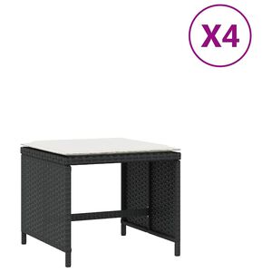 vidaXL Tabourets de jardin et coussins lot de 4 noir 41x41x36 cm rotin