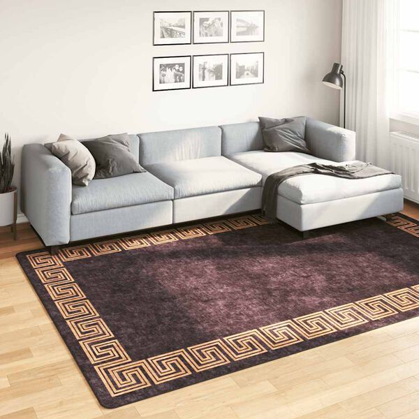 vidaXL Tapis lavable antid&eacute;rapant 190x300 cm noir et dor&eacute;