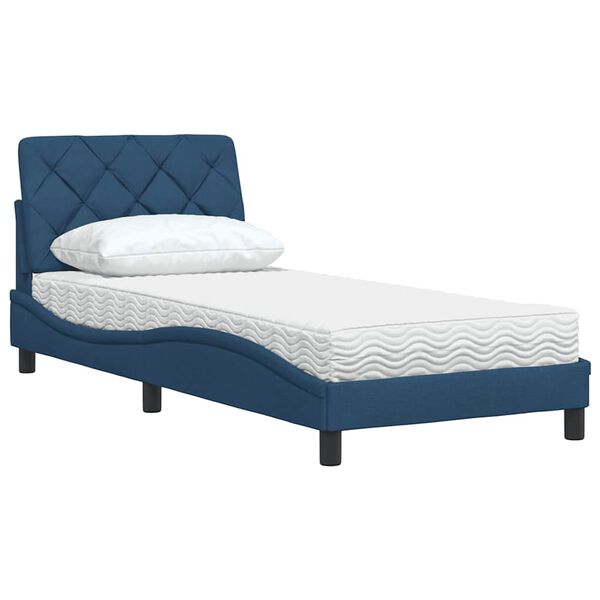 vidaXL Lit avec matelas bleu 80x200 cm tissu