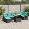 vidaXL Salon de jardin 8 pcs avec coussins noir r&eacute;sine tress&eacute;e