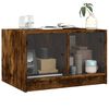 vidaXL Table basse avec portes en verre ch&ecirc;ne fum&eacute; 68x50x42 cm