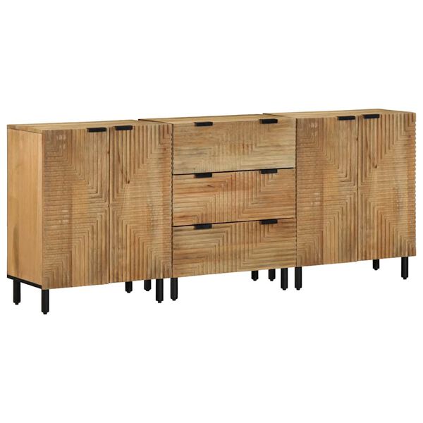 vidaXL Buffets 3 pcs marron 60x33x75 cm bois massif de manguier