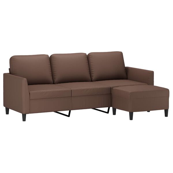 vidaXL Canap&eacute; &agrave; 3 places avec repose-pieds Marron 180 cm Similicuir