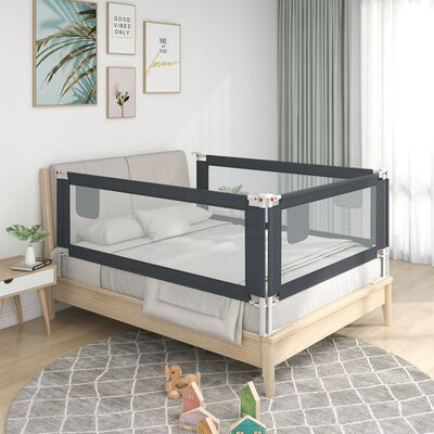 vidaXL Barrière de sécurité de lit d'enfant Gris foncé 160x25 cm Tissu
