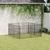 vidaXL Parc pour chien 8 panneaux noir acier galvanisé