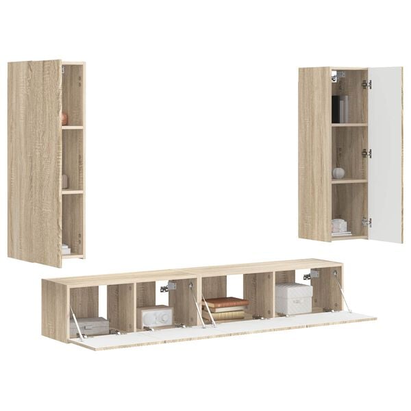 vidaXL Ensemble meuble TV 3 pcs Ch&ecirc;ne Sonoma Bois d'ing&eacute;nierie