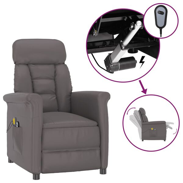 vidaXL Fauteuil de massage &eacute;lectrique Gris Similicuir