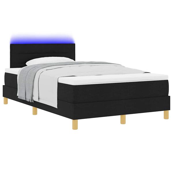 vidaXL Lit &agrave; ressort LED avec matelas avec LED Noir 120 x 200 cm tissu