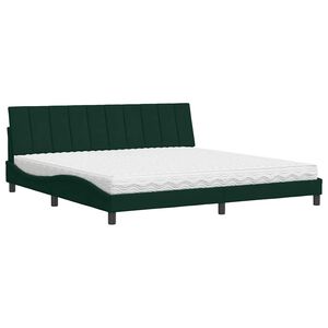 vidaXL Lit avec matelas Hanko vert fonc&eacute; 200x200 cm velours