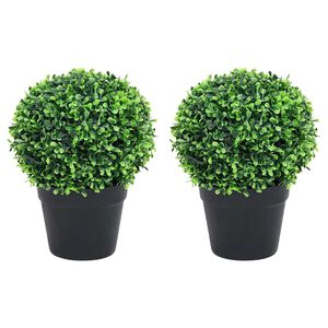 vidaXL Plantes de buis artificiel 2 pcs avec pots Boule Vert 37 cm