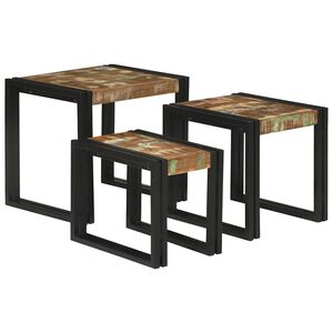 vidaXL Table Gigogne 3 pc Marron et Noir 50 x 40 x 45 cm