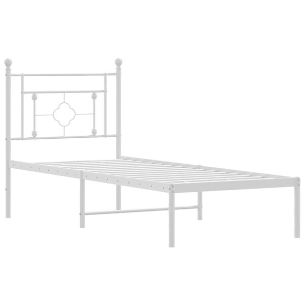 vidaXL Cadre de lit m&eacute;tal sans matelas avec t&ecirc;te de lit blanc 80x200cm