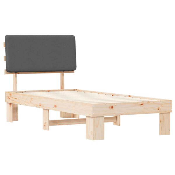 vidaXL Cadre de lit avec t&ecirc;te de lit rembourr&eacute;e Gris fonc&eacute; 90 x 200 cm