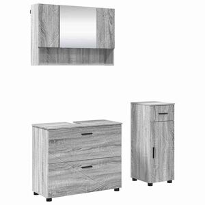vidaXL Ensemble de mobilier de salle de bain 3 pc Gris Sonoma