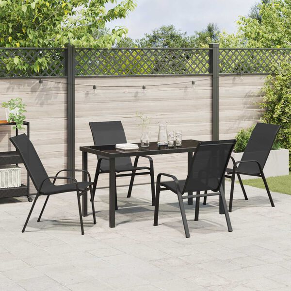 vidaXL Ensemble de salle &agrave; manger pour jardin 5 pcs Noir