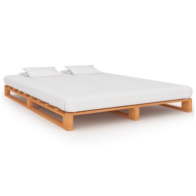 vidaXL Cadre de lit de palette marron bois de pin massif 140x200 cm