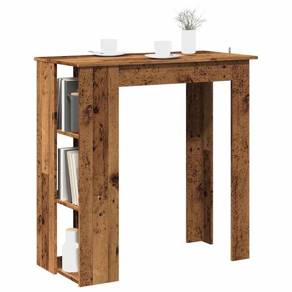 vidaXL Table de bar avec &eacute;tag&egrave;re vieux bois bois d'ing&eacute;nierie
