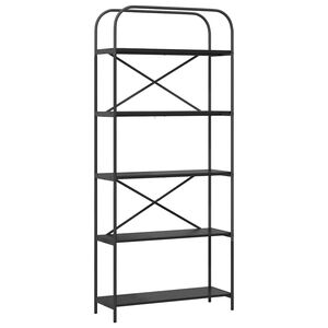 vidaXL &Eacute;tag&egrave;re 5 niveaux 80 x 30 x 183 cm Bois d'ing&eacute;nierie Ch&ecirc;ne noir