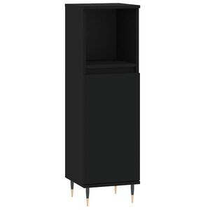 vidaXL Armoire de salle de bain noir 30x30x100 cm bois d'ing&eacute;nierie