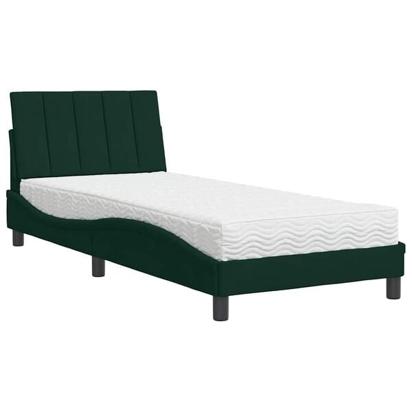 vidaXL Lit avec matelas Hanko vert fonc&eacute; 80x200 cm velours