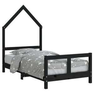 vidaXL Cadre de lit pour enfant noir 80x160 cm bois de pin massif