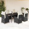 vidaXL Ensemble &agrave; manger de jardin coussins 7pcs Noir R&eacute;sine tress&eacute;e