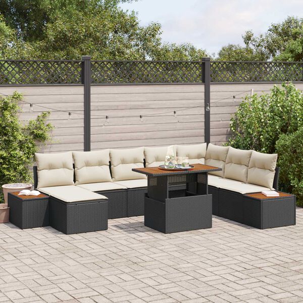 vidaXL Ensemble de salle &agrave; manger pour jardin 9 pcs Noir et Beige